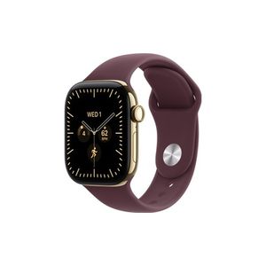Apple Watch Series 12 GPS + Cellular 42mm Radiant Gold Titanium Case with Burgundy Sport Band - S/M שעון