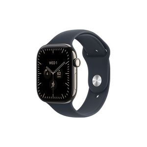 Apple Watch Series 12 GPS + Cellular 46mm Natural Titanium Case with Navy Blue Sport Band - S/M שעון