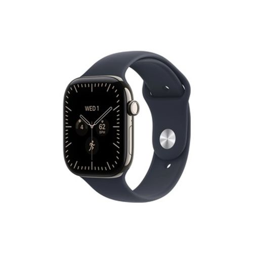 Apple Watch Series 12 GPS + Cellular 46mm Natural Titanium Case with Navy Blue Sport Band - M/L שעון