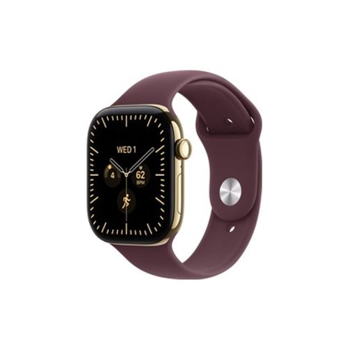 Apple Watch Series 12 GPS + Cellular 46mm Radiant Gold Titanium Case with Burgundy Sport Band - S/M שעון