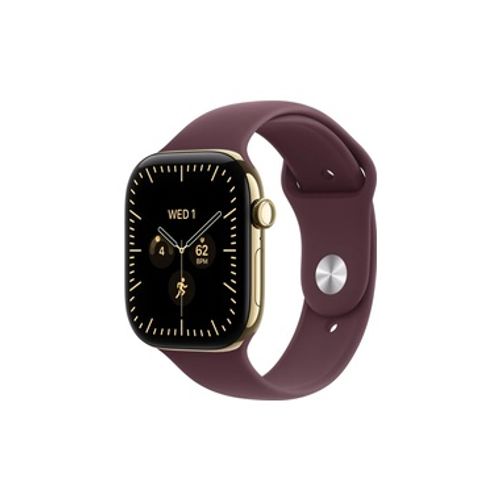 Apple Watch Series 12 GPS + Cellular 46mm Radiant Gold Titanium Case with Burgundy Sport Band - M/L שעון