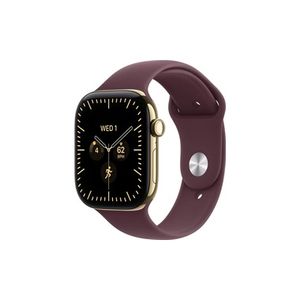 Apple Watch Series 12 GPS + Cellular 46mm Radiant Gold Titanium Case with Burgundy Sport Band - M/L שעון