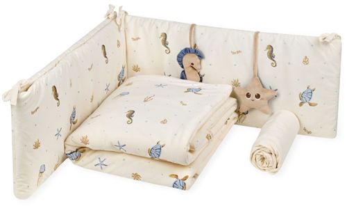 סט מצעים 3 חלקים למיטת תינוק 100% כותנה - עולם המים Sea Life