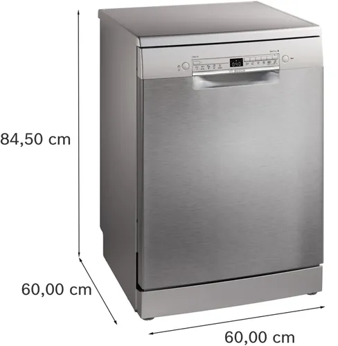 פנים מדיח הכלים Bosch SMS2HVI06E עם מפלס שלישי VarioDrawer ומערכת סלסילות.