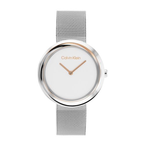 שעון Calvin Klein קלווין קליין לאישה Twisted Bezel דגם 25200011, לוח בגוון לבן
