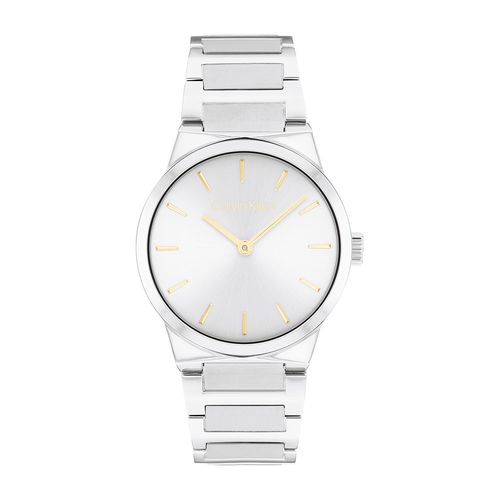 שעון Calvin Klein קלווין קליין לאישה Linear Elegance דגם 25100076, לוח בגוון לבן כסוף