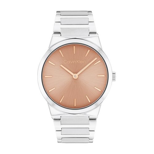 שעון Calvin Klein קלווין קליין לאישה CK LINEAR ELEGANCE דגם 25100085, לוח בגוון כתום
