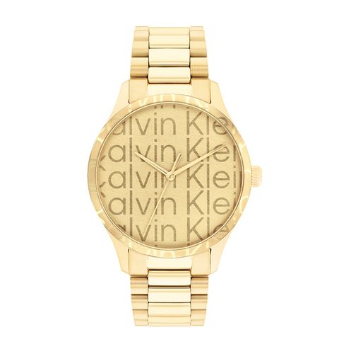 שעון Calvin Klein קלווין קליין יוניסקס לנשים ולגברים CK Iconic דגם 25200327, לוח בגוון זהב