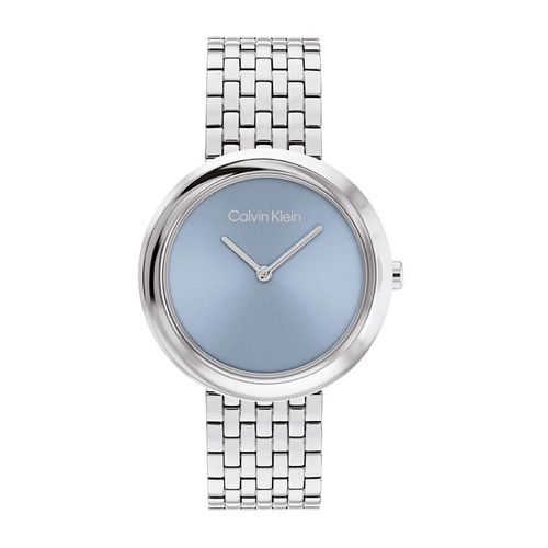 שעון Calvin Klein קלווין קליין לאישה Twisted Bezel דגם 25100065, לוח בגוון תכלת