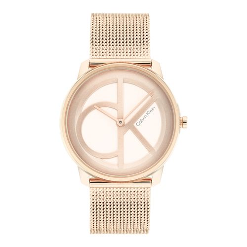 שעון Calvin Klein קלווין קליין לאישה Iconic Mesh דגם 25200035, לוח בגוון רוז גולד
