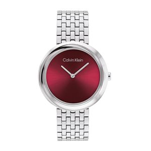 שעון Calvin Klein קלווין קליין לאישה Twisted Bezel דגם 25100064 עם לוח בגוון בורדו