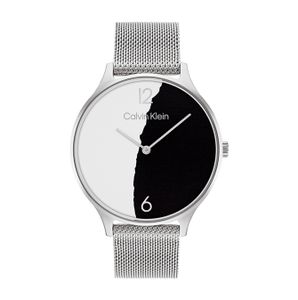 שעון Calvin Klein קלווין קליין לאישה Timeless Mesh דגם 25200007 עם לוח בגוון שחור ולבן