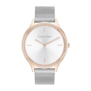 שעון Calvin Klein קלווין קליין לאישה CK Timeless דגם 25100006 עם לוח בגוון לבן כסוף