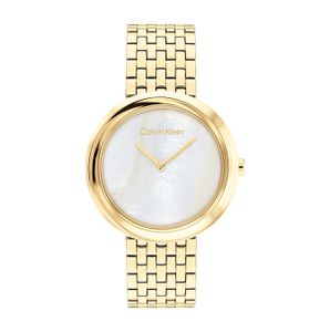 שעון Calvin Klein קלווין קליין לאישה Twisted Bezel דגם 25200321 עם לוח בגוון אם הפנינה