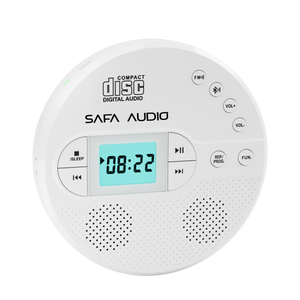 דיסקמן עם חיבור Bluetooth, סוללה נטענת ורמקולים דגם CD-35 מבית SAFA - צבע לבן