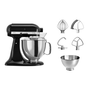 מיקסר מקצועי 2 קערות KitchenAid קיטשן אייד Artisan 5KSM175IOB שחור מבריק