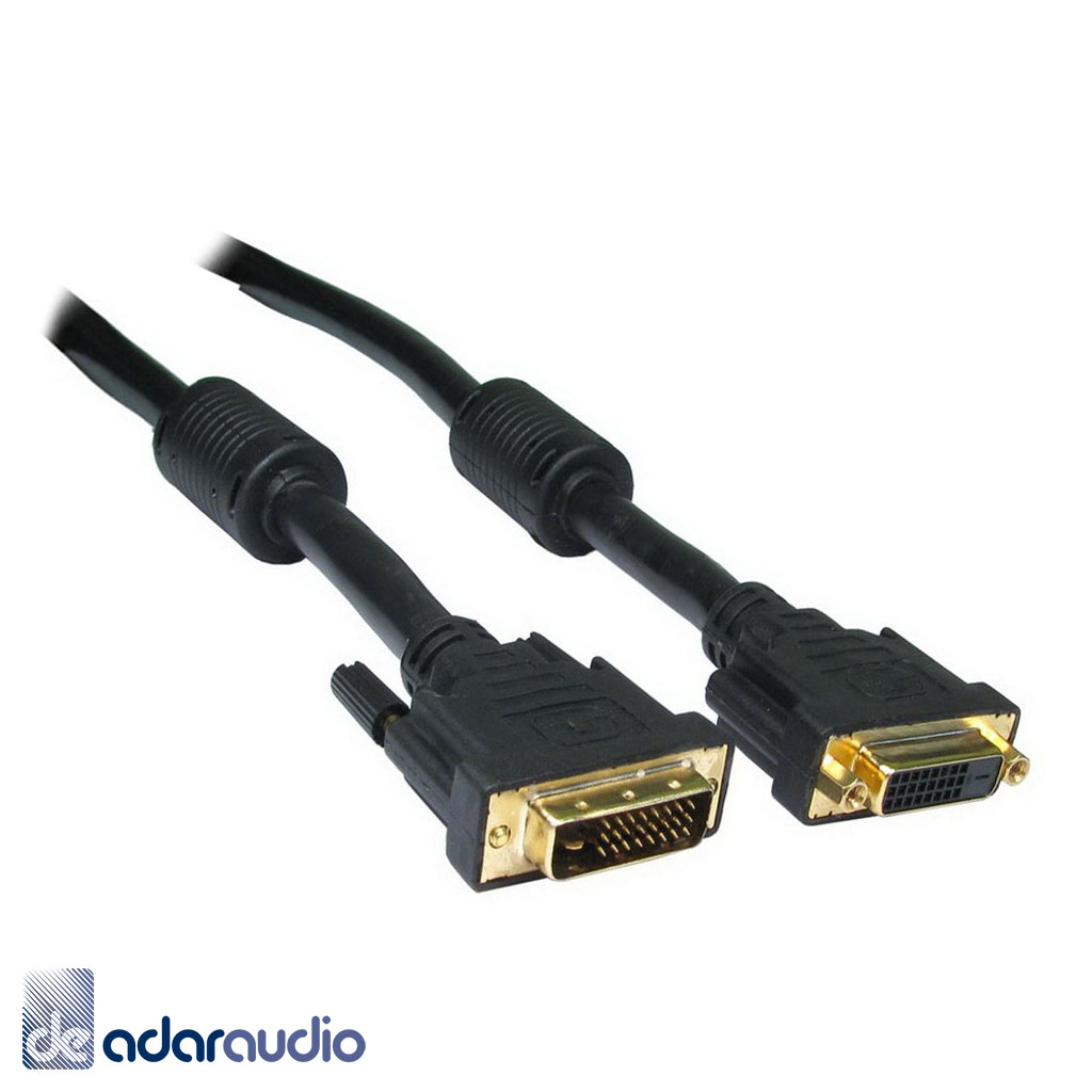 כבל DVI 24+1 מאריך איכותי זכר-נקבה, סיכוך כפול + פריטים, 1.8 מטר