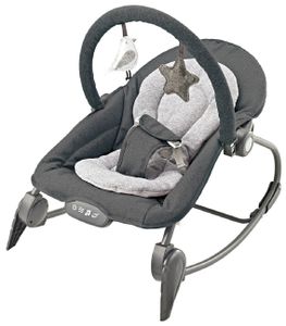 טרמפולינה ונדנדה לתינוק Portable Rocker עם מנגינות, רטט הרגעה וקשת צעצועים מלידה ועד 18 ק"ג - אפור כהה