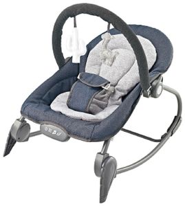 טרמפולינה ונדנדה לתינוק Portable Rocker עם מנגינות, רטט הרגעה וקשת צעצועים מלידה ועד 18 ק"ג - אפור בהיר