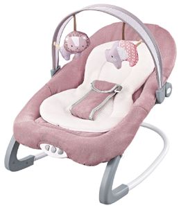 טרמפולינה ונדנדה מפוארת לתינוק Deluxe Bouncer לידה עד 18 ק"ג עם מנגינות, רטט הרגעה וקשת צעצועים מתכוננת - ורוד