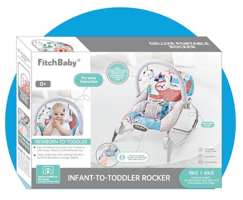 טרמפולינה ונדנדה לתינוק Portable Deluxe Rocker עם מנגינות, רטט הרגעה וקשת צעצועים מלידה ועד 18 ק
