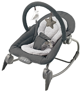 טרמפולינה ונדנדה לתינוק Portable Rocker עם מנגינות, רטט הרגעה וקשת צעצועים מלידה ועד 18 ק"ג - אפור כהה