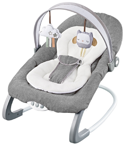טרמפולינה ונדנדה מפוארת לתינוק Deluxe Bouncer לידה עד 18 ק"ג עם מנגינות, רטט הרגעה וקשת צעצועים מתכוננת - אפור