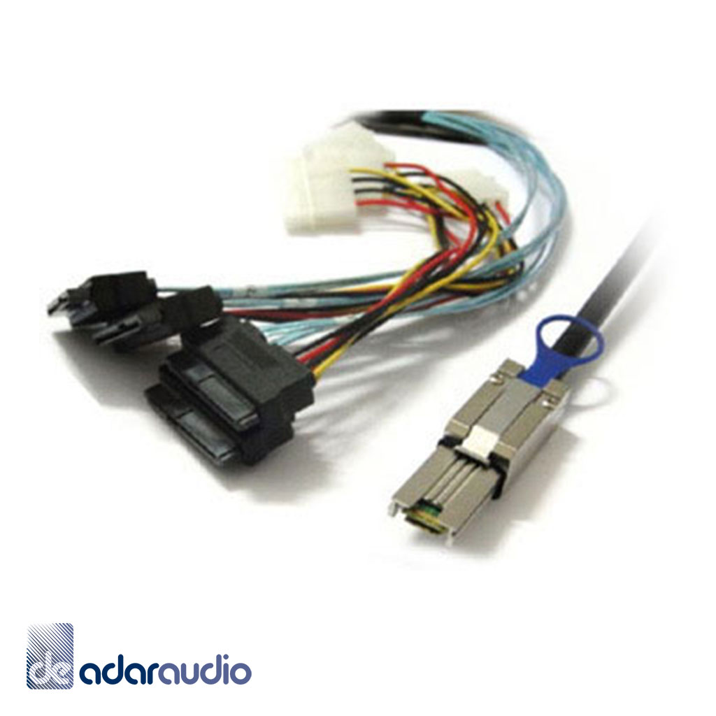 כבל MINI SAS 26P (SFF-8088) - 4xSAS 29PIN+4xPOWER (SFF-8482) 1M