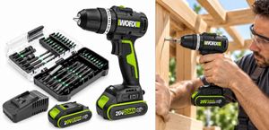 מברגה/ מקדחה נטענת 20V WE213.9.2 WORX BRUSHLESS [ סוללה*2 + מטען + סט ביטים ]