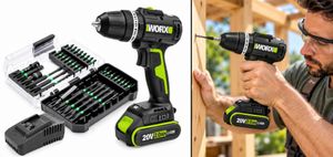 מברגה/ מקדחה נטענת 20V WE213.9.1 WORX BRUSHLESS [ סוללה + מטען + סט ביטים ]