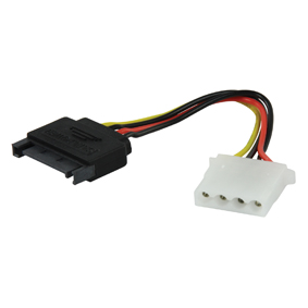 כבל MOLEX נקבה - SATA זכר, לחיבור כונן MOLEX לספק כוח עם חיבור SATA
