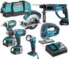 סט 6 כלים 18V נטען מטען 3 סוללות 5A ומטען MAKITA DLX6068T מקיטה