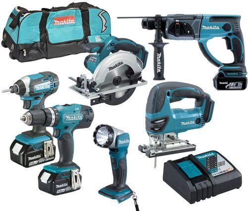 סט 6 כלים 18V נטען מטען 3 סוללות 5A ומטען MAKITA DLX6068T מקיטה