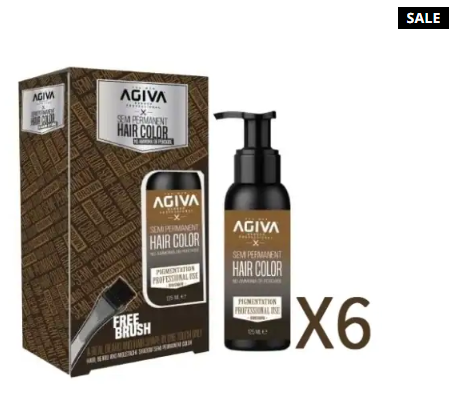 6 יחידות צבע לשיער חצי קבוע חום Agiva Hair Color Brown אגיבה
