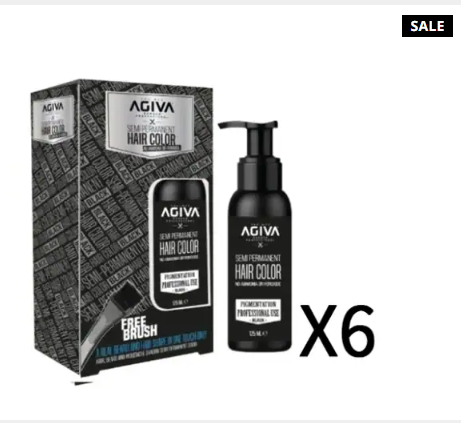 6 יחידות צבע לשיער חצי קבוע שחור Agiva Hair Color Black אגיבה