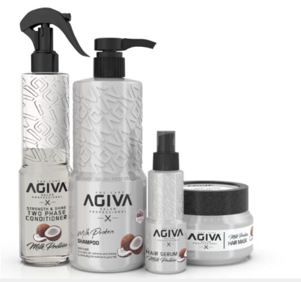 סט טיפוח 4 מוצרים Agiva Milk Protein – לחות ושיקום עמוק לשיער | אגיבה