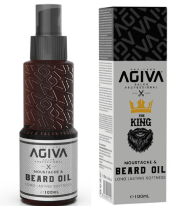 שמן לזקן ולשפם אגיבה AGIVA MOUSTACHE & BEARD OIL 100ML