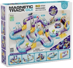 מסלול רכבת מגנטי Magnetic Track Go – ערכת STEM להרכבה עצמית 128 חלקים