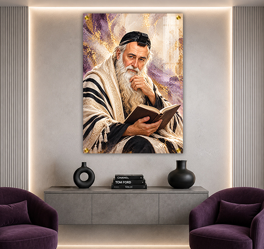 תמונות צדיקים - רבי מאיר בעל הנס לומד קנבס/זכוכית