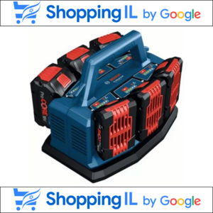 6 סוללות 5AH מקוריות + תחנת טעינה ל-6 סוללות 18V ליתיום Bosch GAL 18V6-80