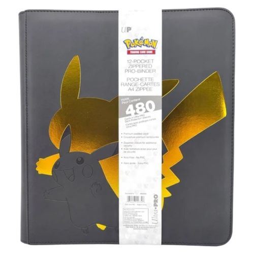 קלפי פוקימון אלבום איכותי פיקאצו עם רוכסן 480 מקומות Ultra Pro Zip Binder Pro 12 Pocket Pokemon Elite Pikachu New