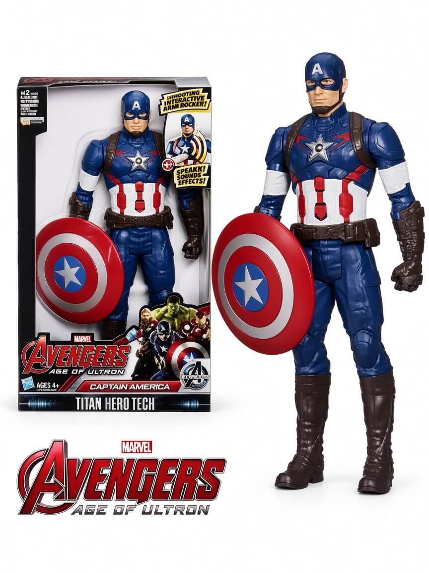דמות קפטן אמריקה מדברת עם מגן Marvel Hasbro