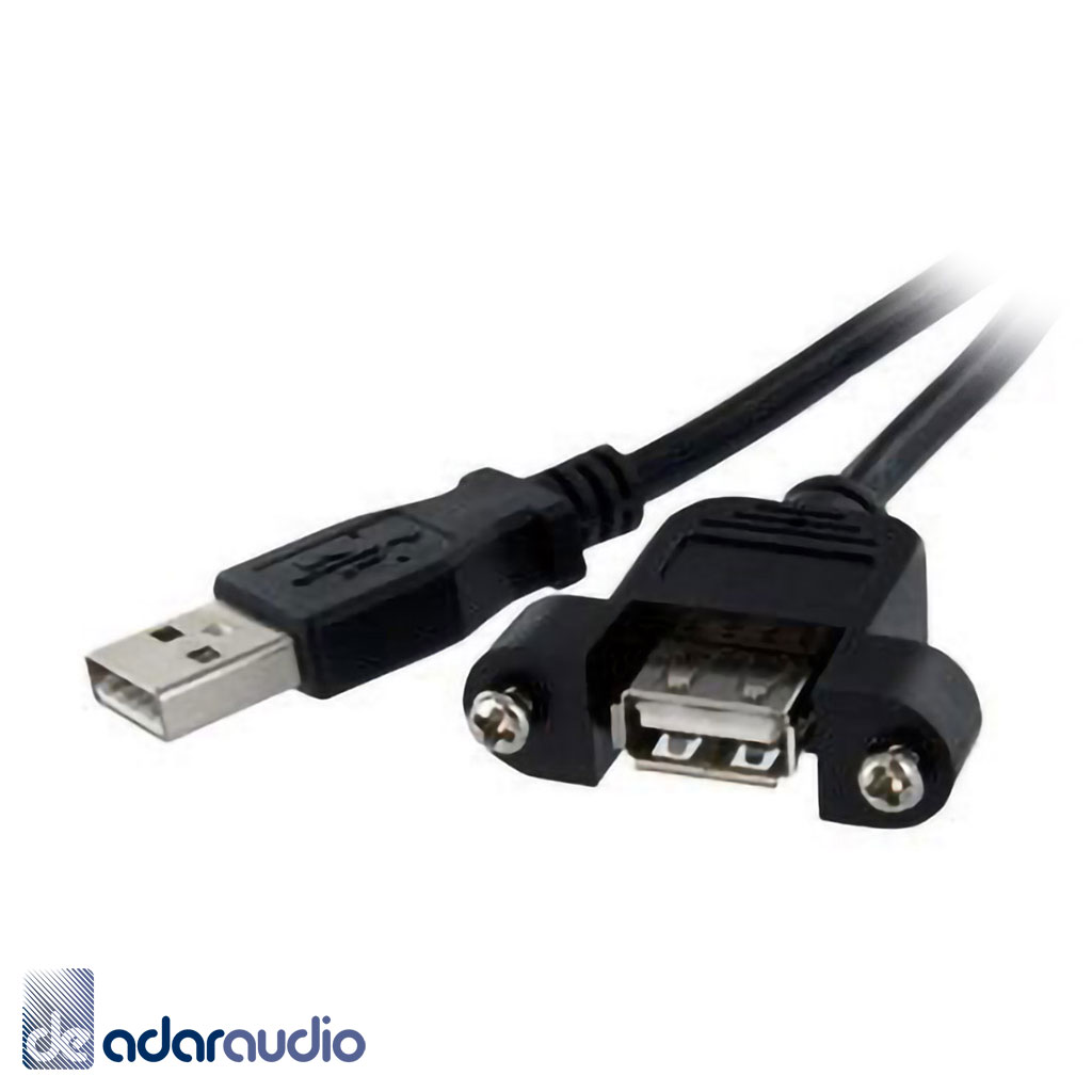 כבל USB2.0 מאריך מזכר - לנקבה על פאנל + ברגים, 1 מטר