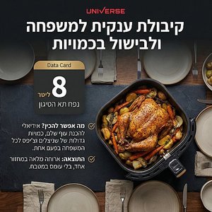 סיר טיגון ללא שמן 8 ליטר UNIVERSE יוניברס דגם NRI-5608