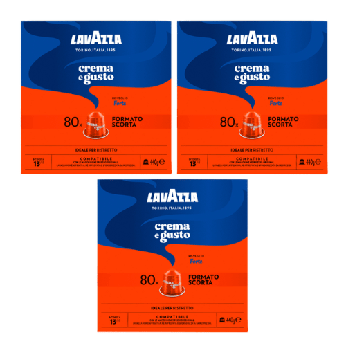 240 קפסולות לוואצה קרמה א גוסטו פורטה Lavazza Crema e Gusto Forte לנספרסו