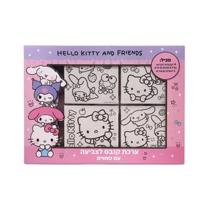 הלו קיטי - ערכת קנבס לצביעה עם טושים וחברים - Hello Kitty 323579