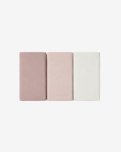 שלישיית סדינים לעריסה ג'רסי Cotton cloud - ורוד MINENE