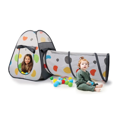 אוהל משחק עם מנהרה + 100 כדורים - אפור IAM
