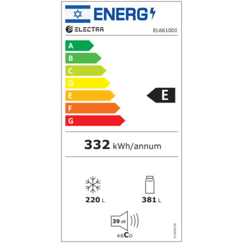 ‏⁧מקרר 4 דלתות 601 ליטר ⁦Electra EL6610DI⁩ אלקטרה עם מפסק תאורה⁩‏
