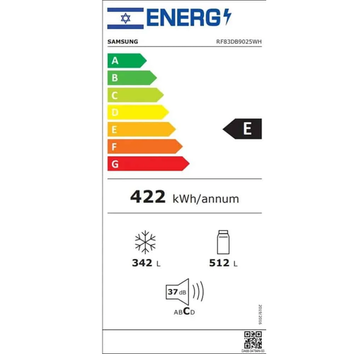 ‏⁧מקרר 4 דלתות 854 ליטר ⁦Samsung⁩ סמסונג ⁦RF83DB9025BK⁩⁩‏
